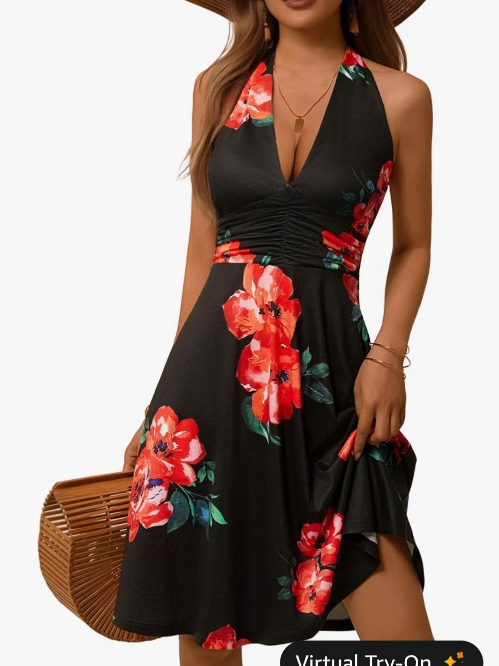5 For $55 ..Floral Black/Pink/Blue/Black/Baby Blue Halter  Sundresses